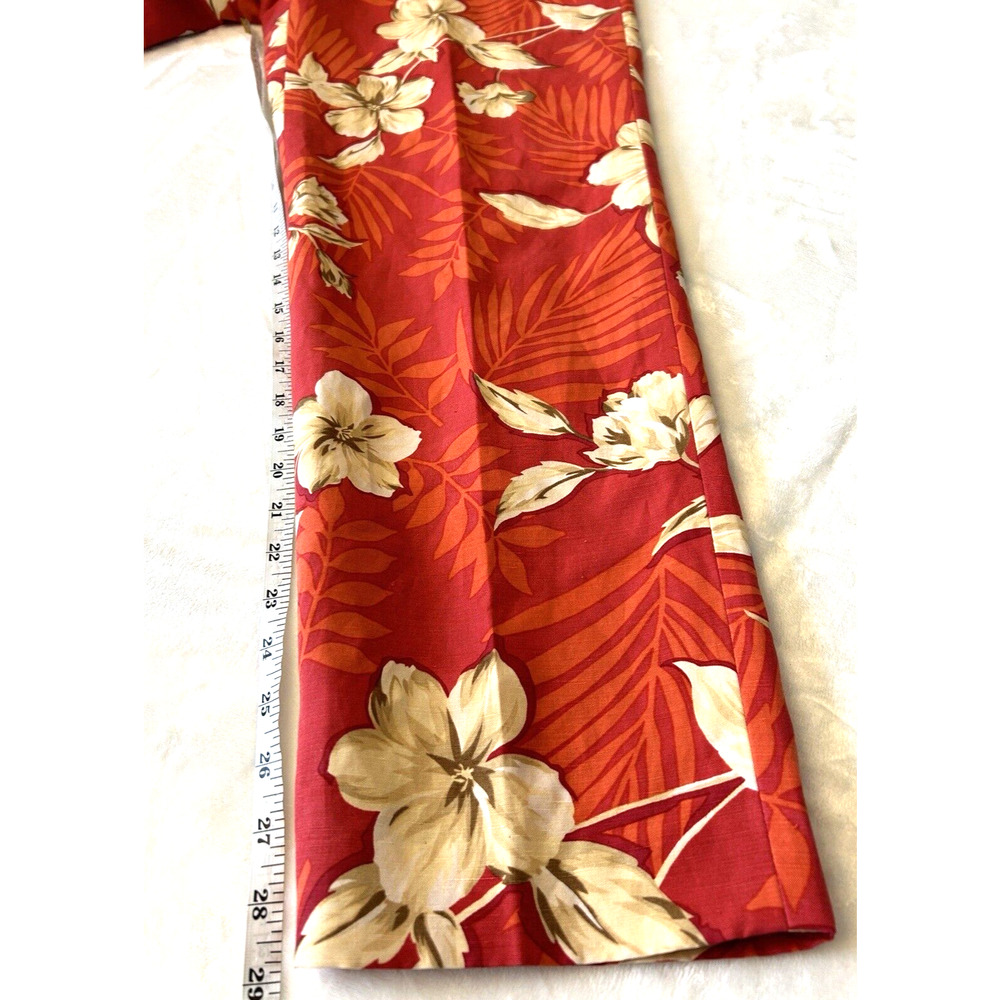 Talbots Women's Silk/Linen Blend Pants Sz 8 Floral Coral Lined Tropical Size Zip - Picture 5 of 7